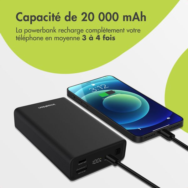 imoshion Ultra Series Aluminium Batterie externe 20.000 mAh - Charge rapide jusqu'à 33 watts - Black