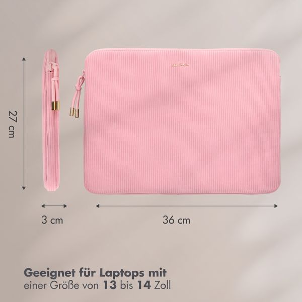 Selencia Pochette ordinateur Corduroy 13-14 pouces - Soft Blush
