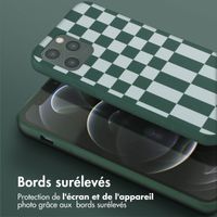 Selencia ﻿Coque design en silicone avec cordon amovible Apple iPhone 12 (Pro) - Irregular Check Green