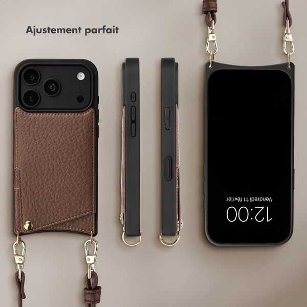 Selencia Coque de télephone Nova avec cordon et porte-cartes Apple iPhone 18 Pro Max / 17 Pro Max - Mocha Brown