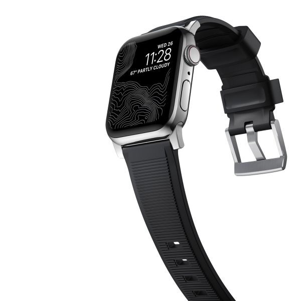 Nomad Bracelet robuste FKM Apple Watch | 44/45/46/49 mm - Argent / Noir