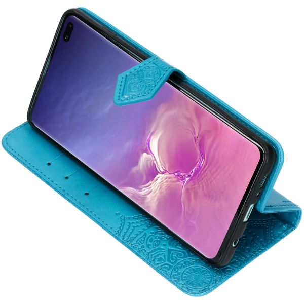 Etui de télephone portefeuille Mandala Samsung Galaxy S10 Plus - Bleu