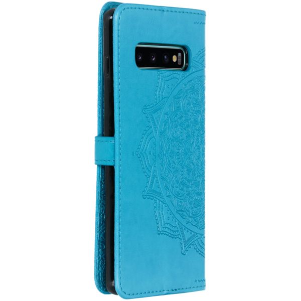 Etui de télephone portefeuille Mandala Samsung Galaxy S10 Plus - Bleu
