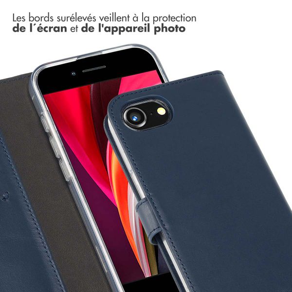 Selencia Étui portefeuille en cuir véritable Apple iPhone 17e / 16e - Bleu