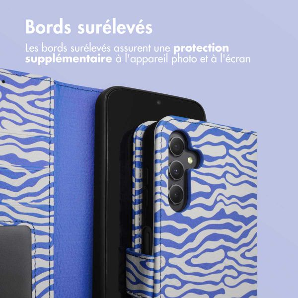 imoshion Étui de télephone portefeuille Design Samsung Galaxy A34 (5G) - White Blue Stripes