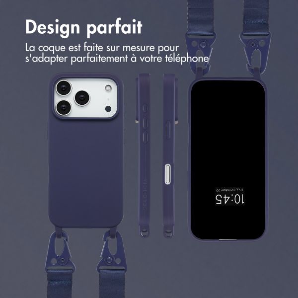 Selencia Coque silicone avec cordon amovible Apple iPhone 17 Pro Max - Bleu foncé