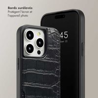 Selencia Coque de télephone Nova Croco avec cordon et porte-cartes Apple iPhone 14 Pro - Noir