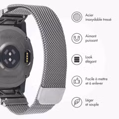 imoshion Bracelet QuickFit® Milanais  - Connexion Garmin 20 mm - Taille L/XL - Argent