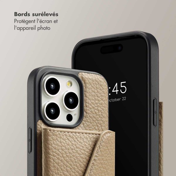 Selencia Coque de télephone Sera avec cordon et porte-cartes enveloppe Apple iPhone 15 Pro - Taupe