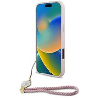 Guess Coque Grained MagSafe avec Flower Charm Strap Apple iPhone 16 Pro - Rose
