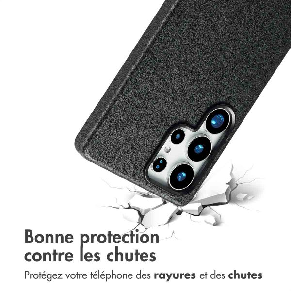 Accezz Coque arrière en cuir avec MagSafe Samsung Galaxy S25 Ultra - Onyx Black