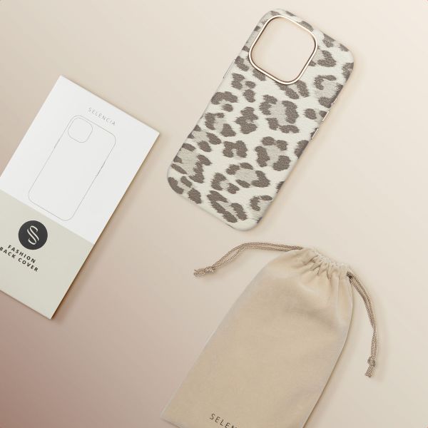 Selencia Coque Sabi imprimé panthère avec MagSafe Apple iPhone 16 Pro - Soft Ivory
