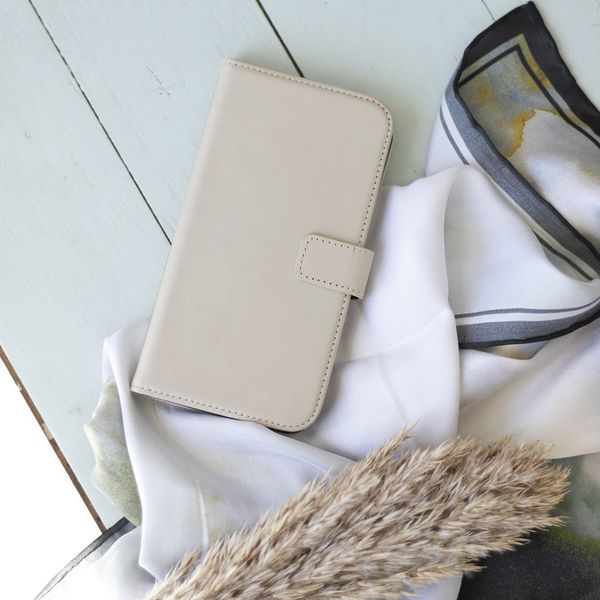 Selencia Étui portefeuille en cuir véritable Samsung Galaxy S21 Plus - Greige