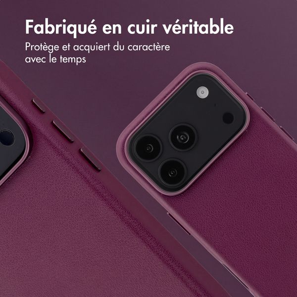 Accezz Coque arrière en cuir avec MagSafe Apple iPhone 18 Pro / 17 Pro - Heath Purple