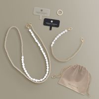 Selencia Ensemble de cordons pour téléphone avec perles et élastiques - Greige