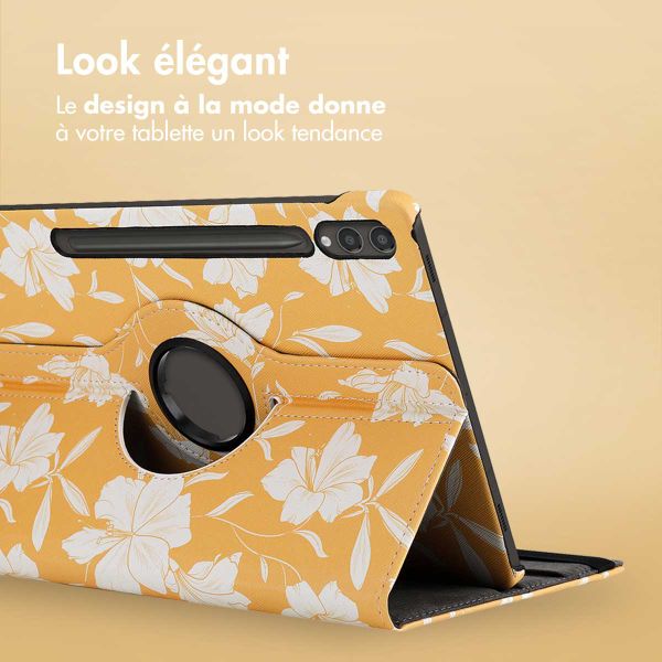 imoshion Coque tablette Design rotatif à 360° Samsung Galaxy Tab S10 Plus / Tab S9 FE Plus / Tab S9 Plus - Yellow Flowers