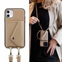 Selencia Coque de télephone Sera avec cordon et porte-cartes enveloppe Apple iPhone 11 - Taupe