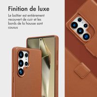 Accezz Étui de télephone portefeuille en cuir 2-en-1 avec MagSafe Samsung Galaxy S25 Ultra - Sienna Brown