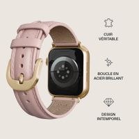 Burga Bracelet en cuir véritable  - Apple Watch | 44/45/46/49 mm / Connexion universelle 20 mm - Pillow Talk / Gold