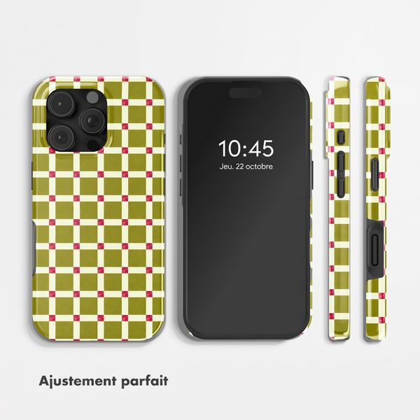 Selencia Coque arrière Vivid avec MagSafe Apple iPhone 16 Pro - Check This Olive