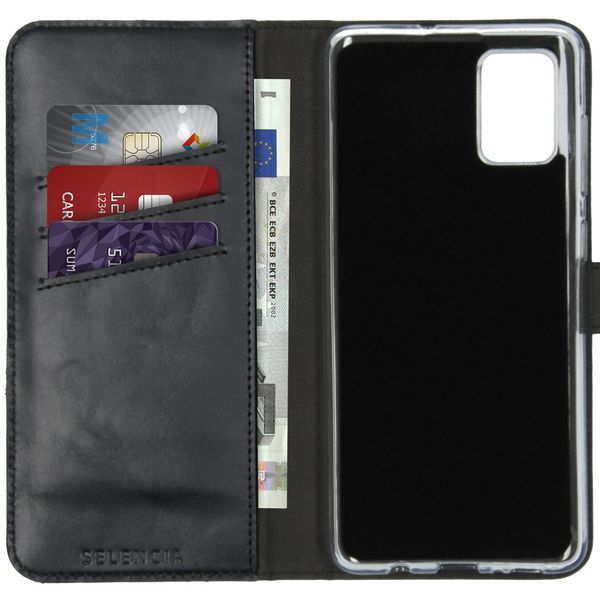 Selencia Étui portefeuille en cuir véritable Samsung Galaxy A71 - Noir