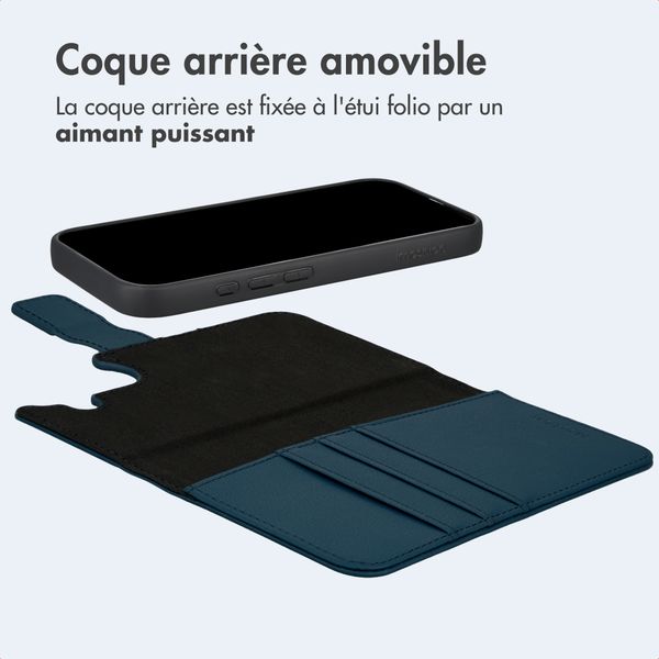 imoshion Étui portefeuille luxe 2-en-1 amovible Apple iPhone 17 - Bleu