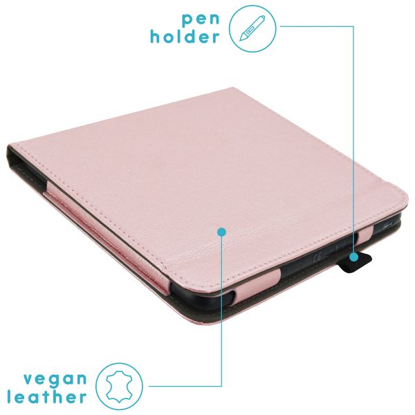 imoshion Étui de liseuse portefeuille en cuir végan Kobo Libra Colour - Rose Doré