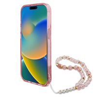 Guess MagSafe IML Flowers Case avec beads strap Apple iPhone 15 Pro Max - Pink