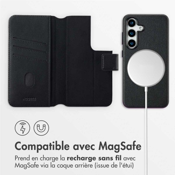 Accezz Étui de télephone portefeuille en cuir 2-en-1 avec MagSafe Samsung Galaxy S25 - Onyx Black