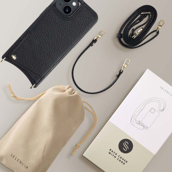 Selencia Coque de télephone Nova avec cordon et porte-cartes Apple iPhone 14 - Noir