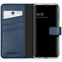 Selencia Étui portefeuille en cuir véritable Samsung Galaxy A41 - Bleu