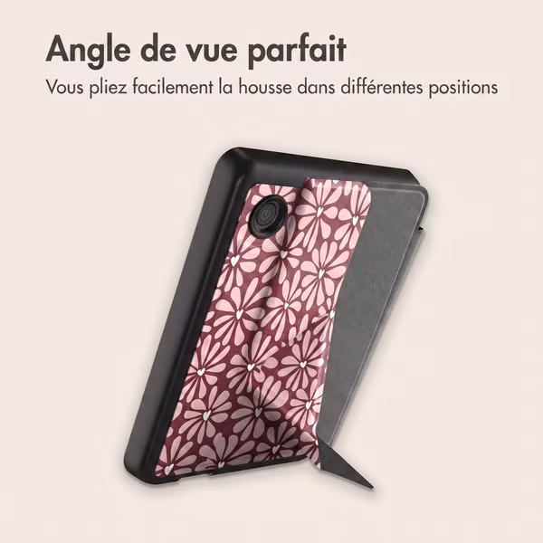 imoshion Étui de liseuse portefeuille design Pliable Kobo Clara Colour / BW - Bloom Love Blush