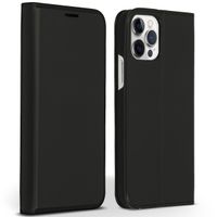 Accezz Étui de télephone Slim Folio en cuir de qualité supérieure Apple iPhone 12 (Pro) - Noir