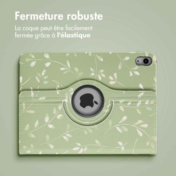 imoshion Coque tablette Design rotatif à 360° Apple iPad 11 (2025) 11 pouces A16 / iPad 10 (2022) 10.9 pouces - Green Flowers