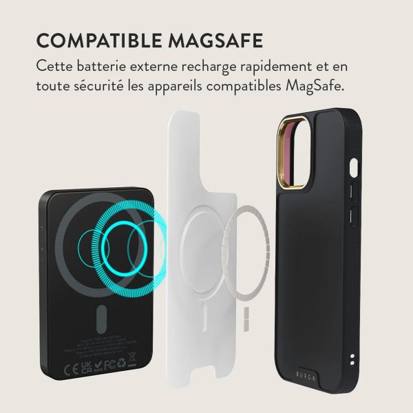 Burga Powerbank magnétique 5 000 mAh - MagSafe et Qi2 - Call Me / Gunmetal