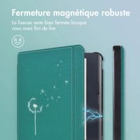 imoshion Design Slim Hard Sleepcover avec support Kobo Libra Colour - Green Dandelion