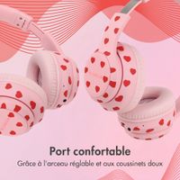 imoshion Casque sans fil pour enfants LED Light - Limiteur de décibels - Avec câble AUX - Cœurs