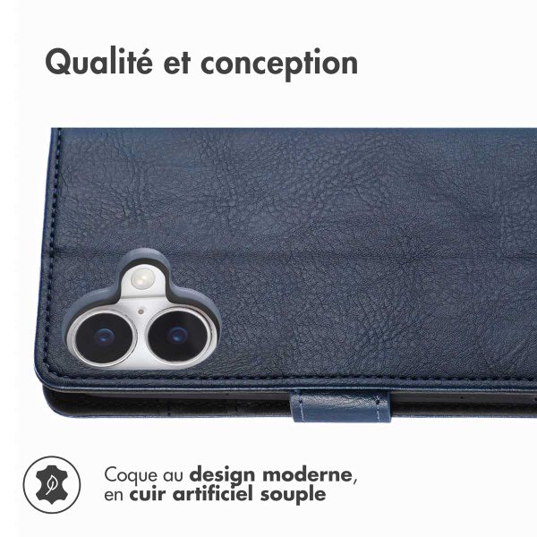 imoshion Étui de télephone portefeuille de luxe Apple iPhone 16 Plus - Bleu foncé