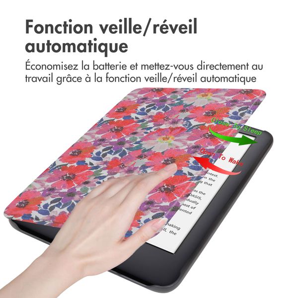 imoshion Design Slim Hard Case Sleepcover Amazon Kindle (2024) / Amazon Kindle (2022) 11th gen - Flower Watercolor