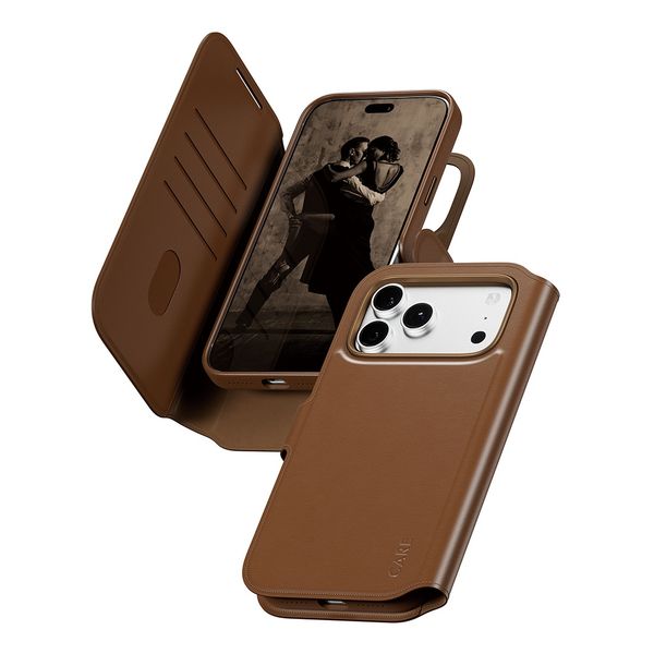 CARE by PanzerGlass Étui de télephone portefeuille Tango 2 en 1 avec MagSafe Apple iPhone 18 Pro Max / 17 Pro Max - Marron