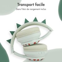 imoshion Casque sans fil pour enfants Dino LED Light - Limiteur de décibels - Avec câble AUX - Brown / Orange