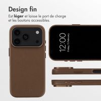 Accezz Coque arrière en cuir avec MagSafe Apple iPhone 18 Pro / 17 Pro - Marron café