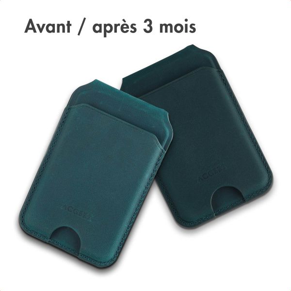 Accezz Porte-cartes MagSafe en cuir vintage avec support - Smokey Green