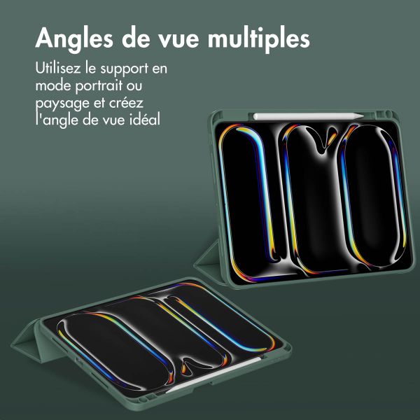 Accezz Coque tablette portefeuille Smart Silicone Apple iPad Pro 11 (2025) M5 / (2024) M4 - Vert foncé