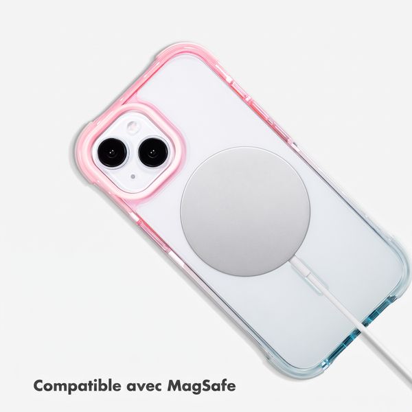 Selencia Coque arrière MagSafe Gradient Apple iPhone 15 - Rose / Bleu