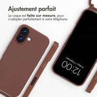 imoshion Coque en silicone avec cordon Apple iPhone 16 - Marron