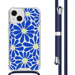 imoshion Coque Design avec cordon Apple iPhone 13 - Cobalt Blue Flowers Connect