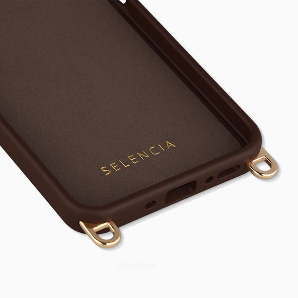 Selencia Coque arrière Rivièra avec MagSafe avec crochets amovibles Samsung Galaxy A34 (5G) - Choco Brown