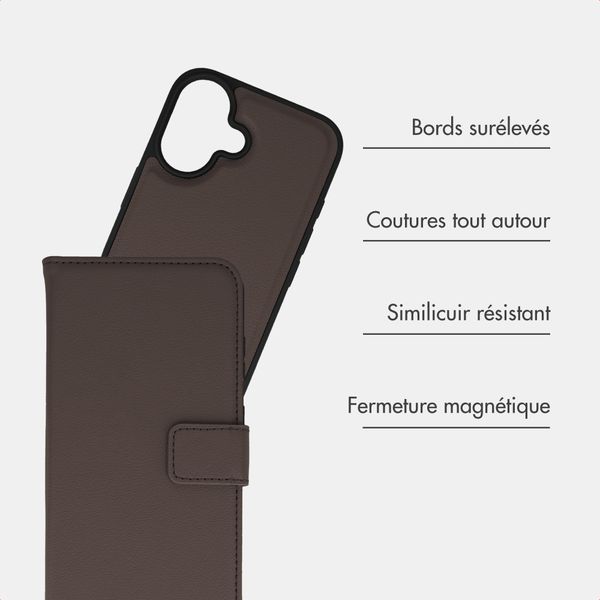imoshion Étui portefeuille luxe 2-en-1 amovible Apple iPhone 16 - Marron