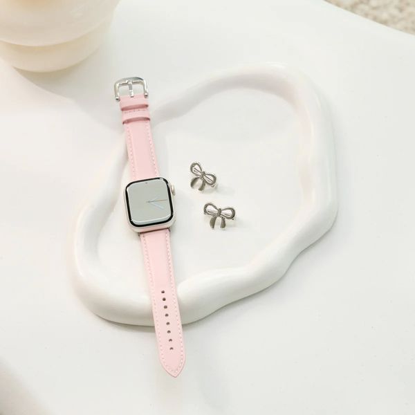 Burga Bracelet en cuir véritable  - Apple Watch | 44/45/46/49 mm / Connexion universelle 20 mm - Pillow Talk / Silver